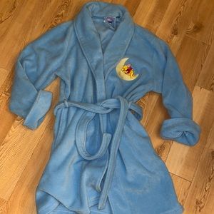 Vintage Disney Embroidered Winnie The Pooh and Piglet Women's Blue Robe MISSY